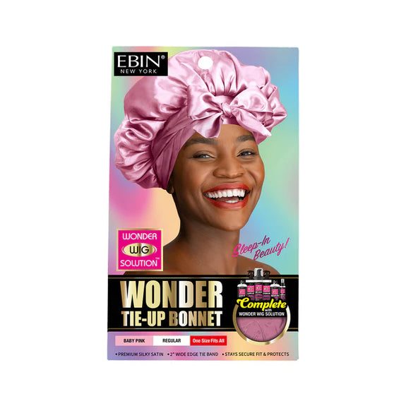 Wonder Wig Tie-Up Bonnet - Baby Pink