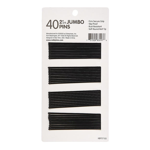 RED BY KISS  Bob Pins Jumbo 2 3/4" 40 OCT BLACK