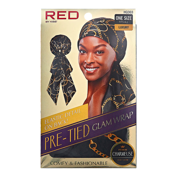 RED BY KISS Pre-Tied Satin Glam Wrap