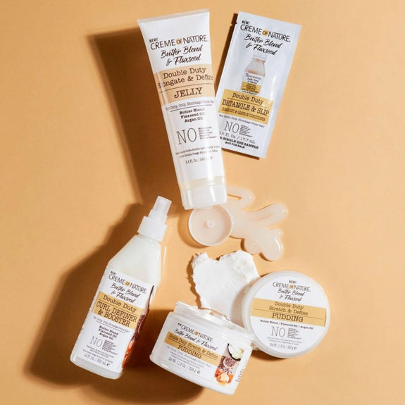 CREME OF NATURE BUTTER BLEND & FLAXSEED Double Duty Detangle & Slip Rinse-Out & Leave-In Conditioner 12 OZ