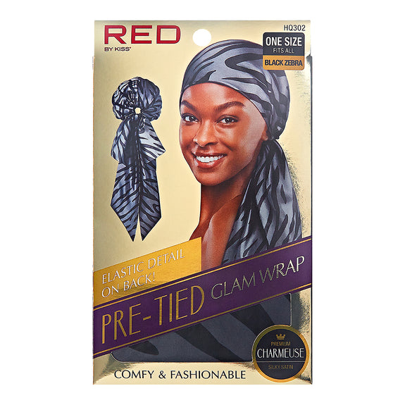 RED BY KISS Pre-Tied Satin Glam Wrap