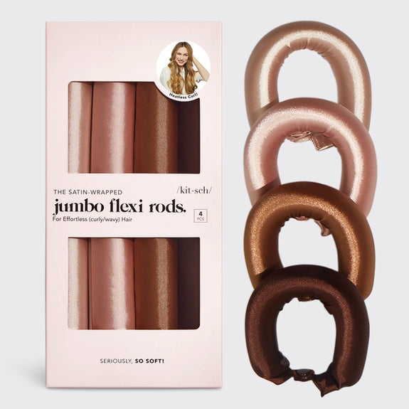 KITSCH Satin Jumbo Flexi Rods 4 Pcs- Rosewood