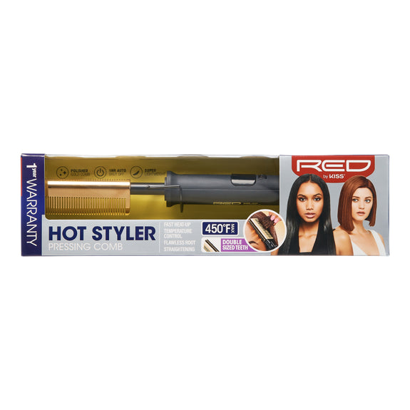 RED BY KISS HOT STYLER PRESSING COMB  DOUBLE SIZED TEETH FAST HEAT-UP