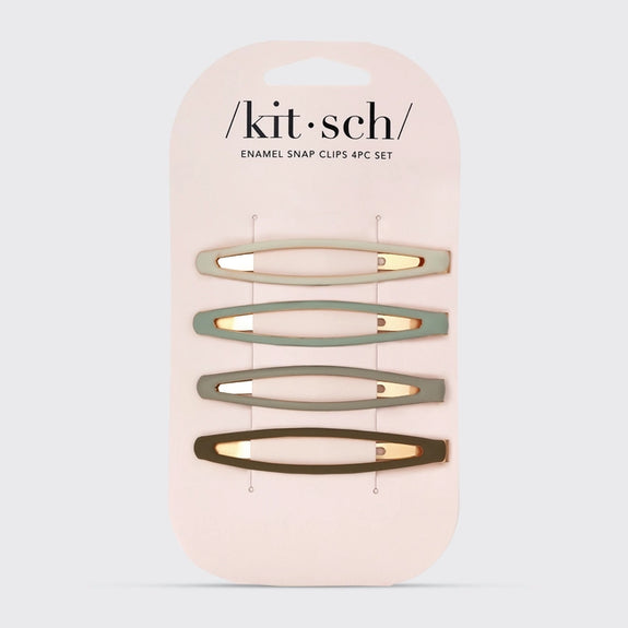 Enamel Elongated Snap Clips 4pc - Eucalyptus
