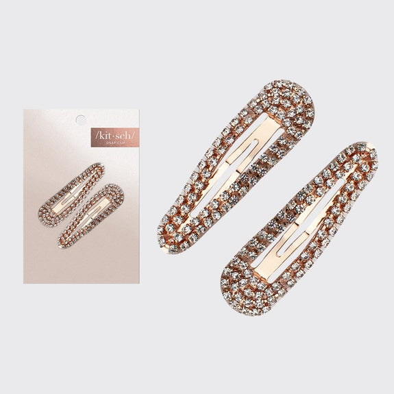 KITSCH Mini Rhinestone Snap Clips - Rose Gold