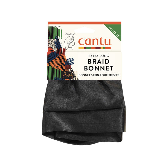 Cantu Braid Bonnet Extra Long Sleep Cap, Black