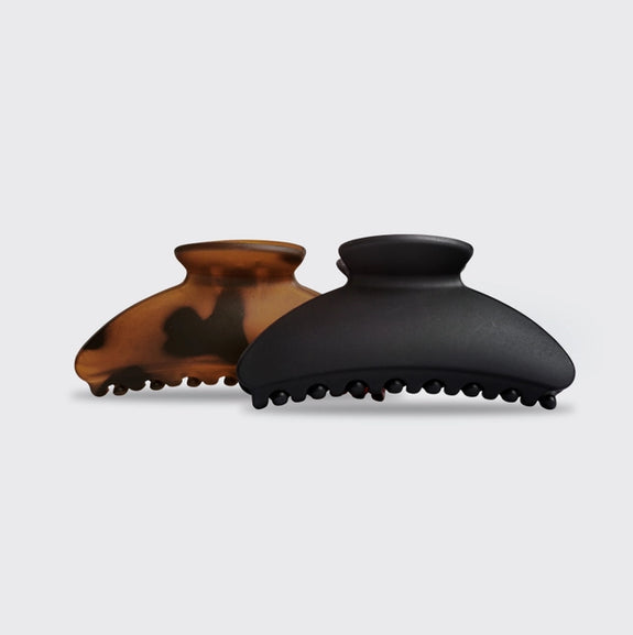 KITSCH Recycled Plastic Medium Claw Clips 2pc - Black & Tort