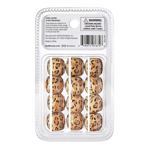 RED BY KISS Jumbo Leopard Pattern Wood Hair Beads (12pcs)