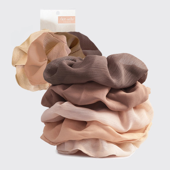 KITSCH Crepe Scrunchies 5pc - Terracotta