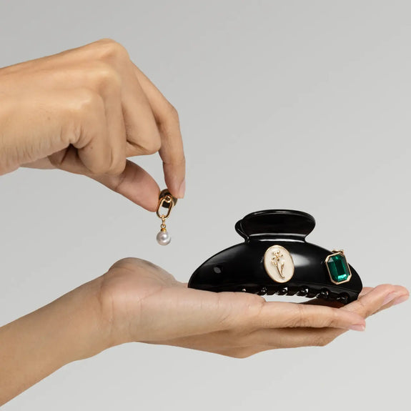 Kitsch pop Curved Claw Clip 7pc Set Vintage - Black