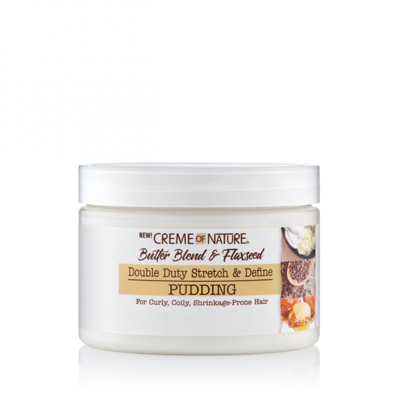 CREME  OF NATURE BUTTER BLEND & FLAXSEED Double Duty Stretch & Define Pudding 11.5 OZ