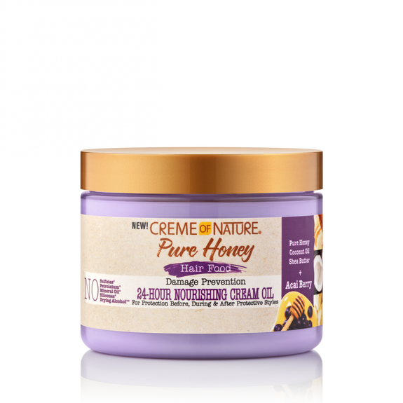 CREME  OF NATURE PURE HONEY Hair Food Damage Prevention 24-Hour Nourishing Cream Oil 4.7 oz