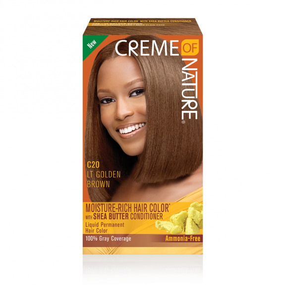 CREME OF NATURE Moisture-Rich Hair Color* with Shea Butter Conditioner C20 Light Golden Brown