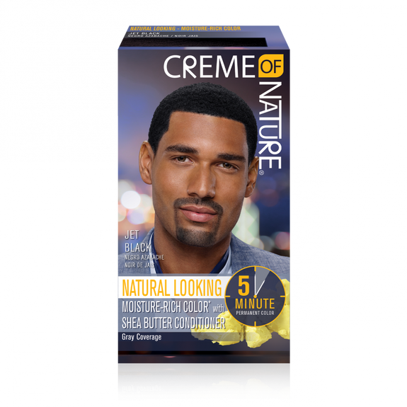 CREME  OF NATURE HAIR COLOR FOR MEN Natural Looking Moisture-Rich* Liquid Hair Color with Shea Butter Conditioner Jet Black