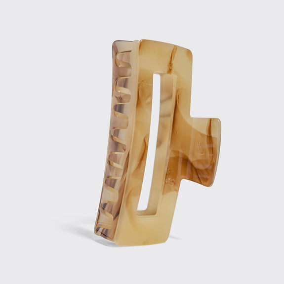 Kitsch Recycled Plastic Jumbo Open Shape Claw Clip Chocolate Marble