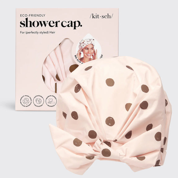 KITSCH Blush Dot Shower Cap