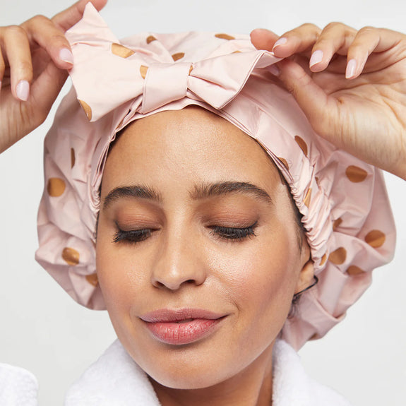 KITSCH Blush Dot Shower Cap