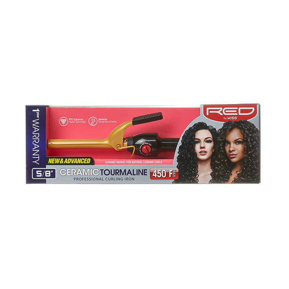 Red By Kiss Ceramic Tourmaline Professional Curling Iron 5/8"
