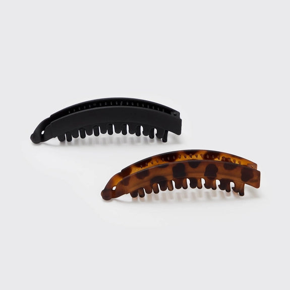 KITSCH Banana Clips 2pc Set - Black & Tort