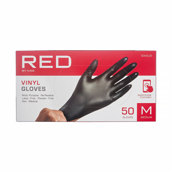 RED BY KISS Black Vinyl Gloves (50pcs)