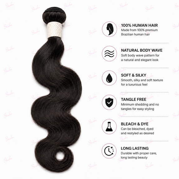 Shaba Luxe 100%Pure Virgin Brazillian Human Hair Body Wave