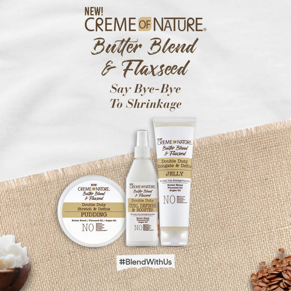 CREME  OF NATURE BUTTER BLEND & FLAXSEED Double Duty Elongate & Define Jelly 8.4 OZ