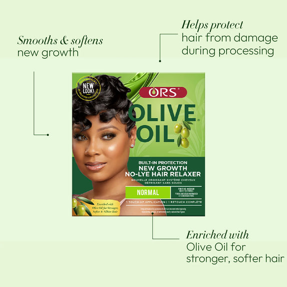 ORS OLIVE OIL BUILT-IN PROTECTION NEW GROWTH NO-LYE HAIR RELAXER - NORMAL STRENGTH
