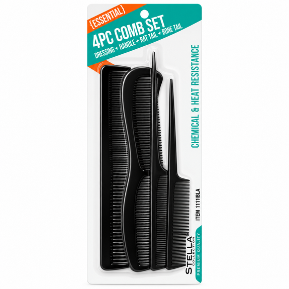 Stella Collection 4PCS Comb Set Black