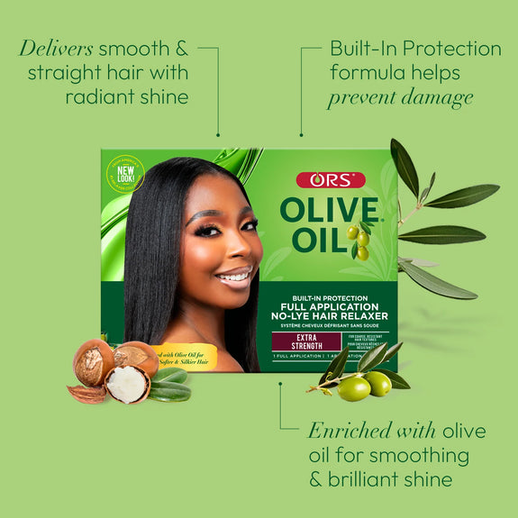 ORS OLIVE OIL BUILT IN PROTECTION NO-LYE RELAXER  1 APPLICATION KIT EXTRA STRENGTH