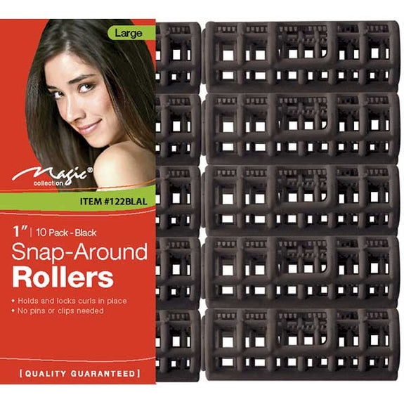 MAGIC COLLECTION - 1" Snap-Around Rollers 10PCs Large BLACK