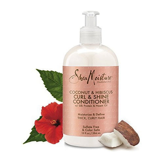 Shea Moisture Shampoo and Conditioner Set, Coconut & Hibiscus Curl & Shine, Curly Hair Products with Coconut Oil, & Neem Oil Provides Frizz Control, 13 Fl Oz Each