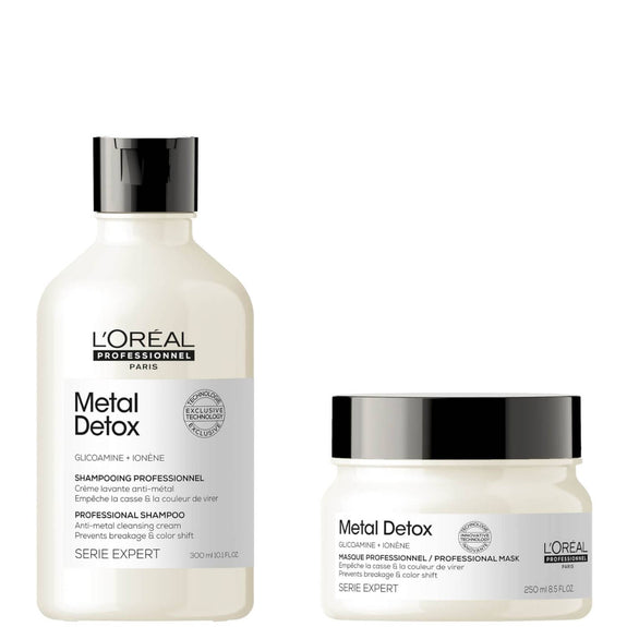 L'ORÉAL PROFESSIONNEL SERIE EXPERT METAL DETOX DUO GIFT SET: PROTECTS HAIR FROM DAMAGE FOR  SHAMPOO 300ML MASK250 ML