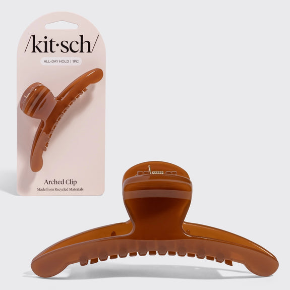 Kitsch Recycled Plastic Large Arched Clip  Mocha