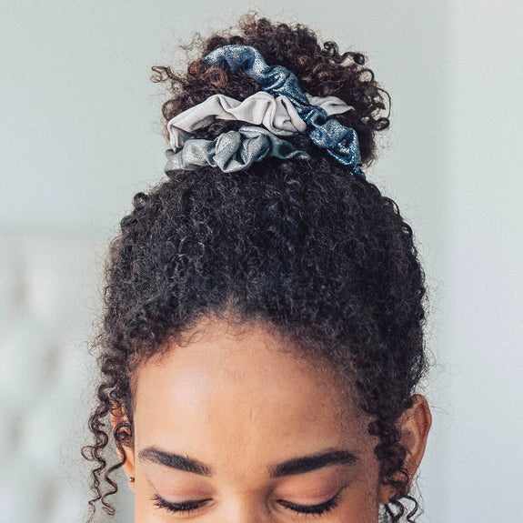 KITSCH Scrunchies Metallic (Black/Gray)