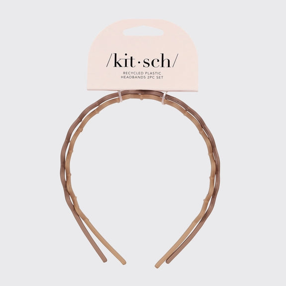 KITSCH Recycled Plastic Zig Zag Headband 2pc - Neutral