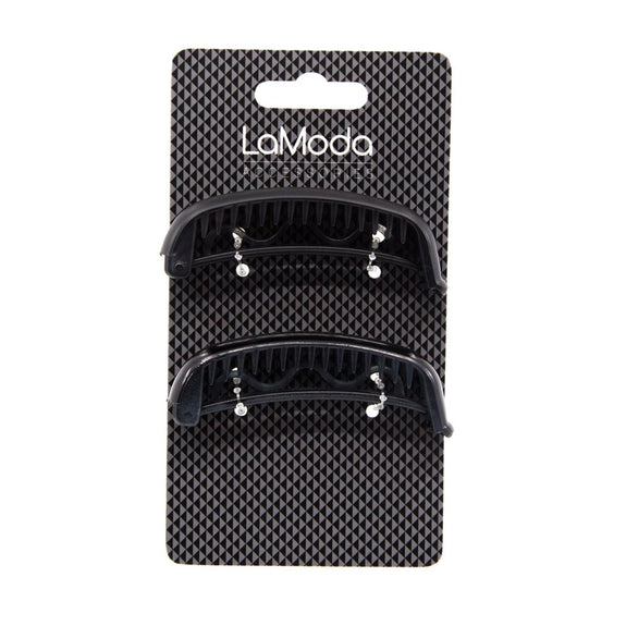 LA MODA BLACK BARRETTE SET 2 PC