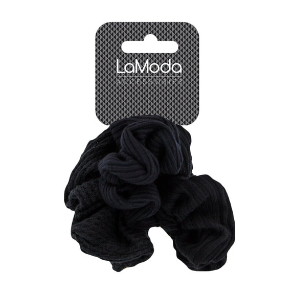 LA MODA MIXED BLACK SCRUNCHIES