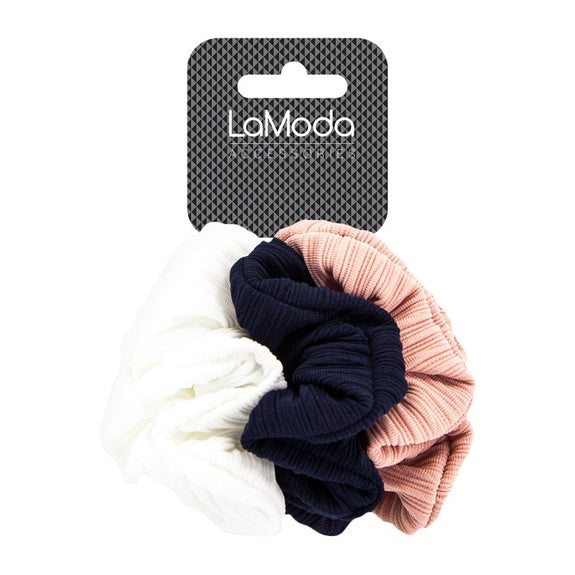 LA MODA RIBBED SCRUNCHIE SET PACK OF 3