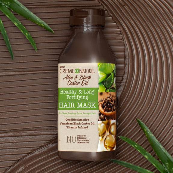 CREME  OF NATURE ALOE & BLACK CASTOR OIL Healthy & Long Fortifying Hair Mask 12 OZ