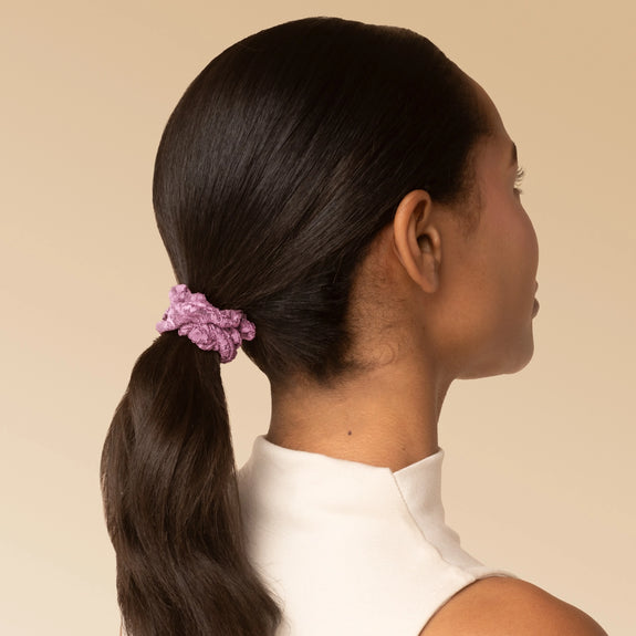 Kitsch Ruched Lace Scrunchies 5pc Set Cherry Lacquer & Dusty Pink