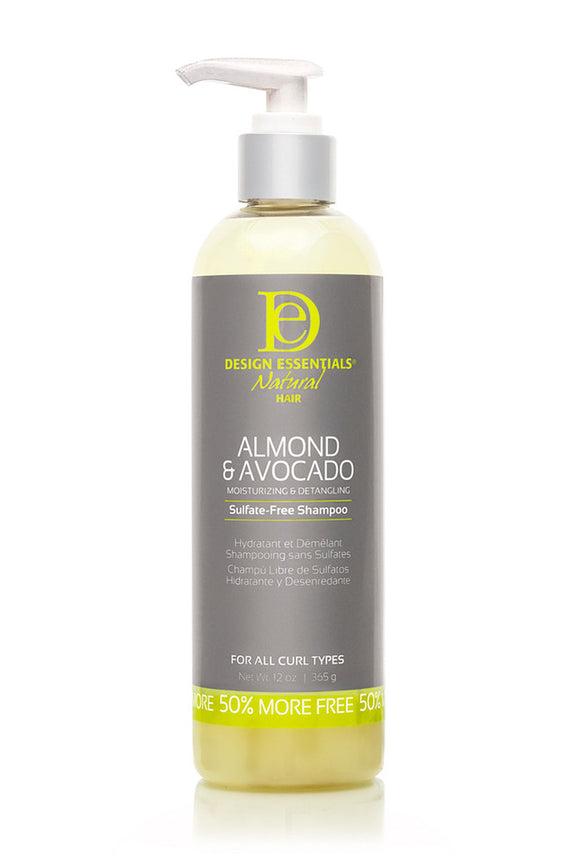 DESIGN ESSENTIALS ALMOND & AVOCADO MOISTURIZING & DETANGLING SULFATE-FREE SHAMPOO-12 OZ