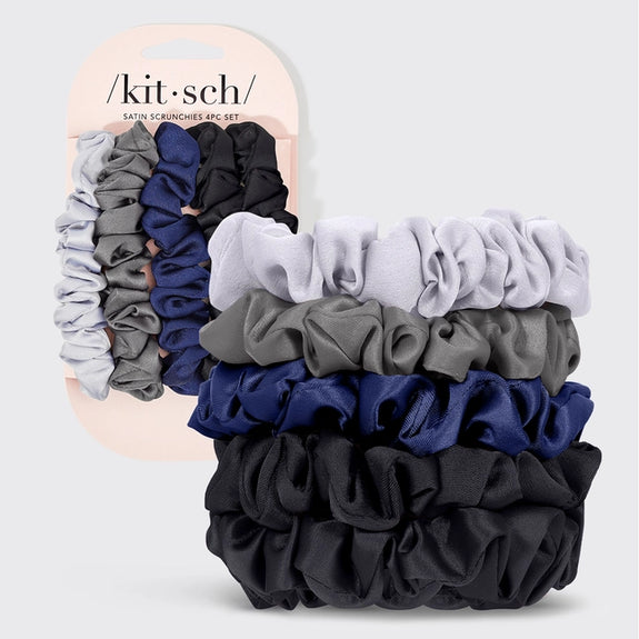 KITSCH Satin Petite Scrunchies 5pc Set- Midnight