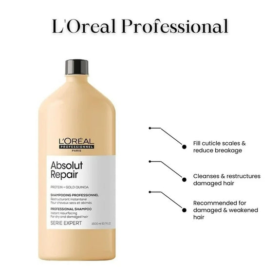 L'ORÉAL PROFESSIONNEL SERIE EXPERT SET ABSOLUT REPAIR SHAMPOO 1500ml ABSOLUT REPAIR CONDITIONER 750ML