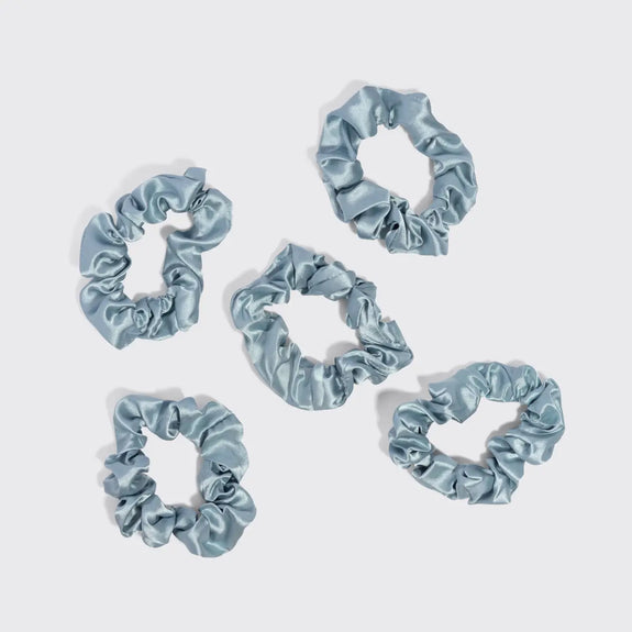 Kitsch Satin Sleep Scrunchies 5pc Set - Haze Blue