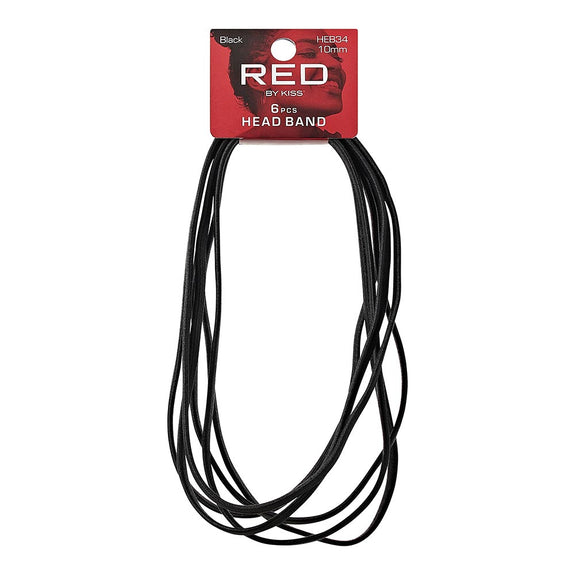 RED BY KISS Elastic Sport Headband 10mm (6pcs) Black