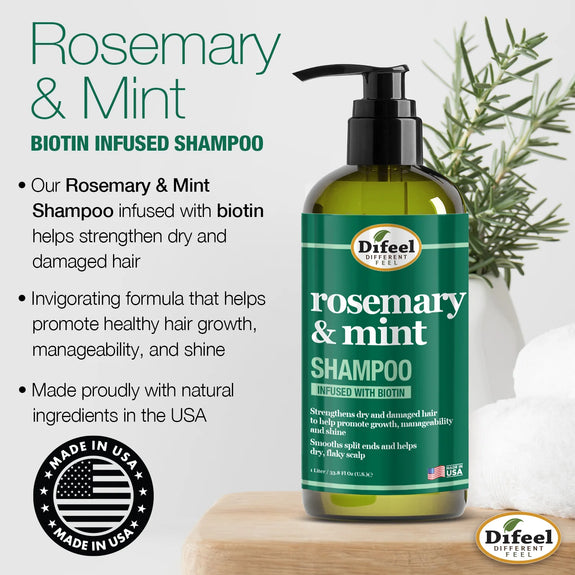 DIFEEL ROSEMARY AND MINT HAIR STRENGTHENING SHAMPOO WITH BIOTIN 1LITER