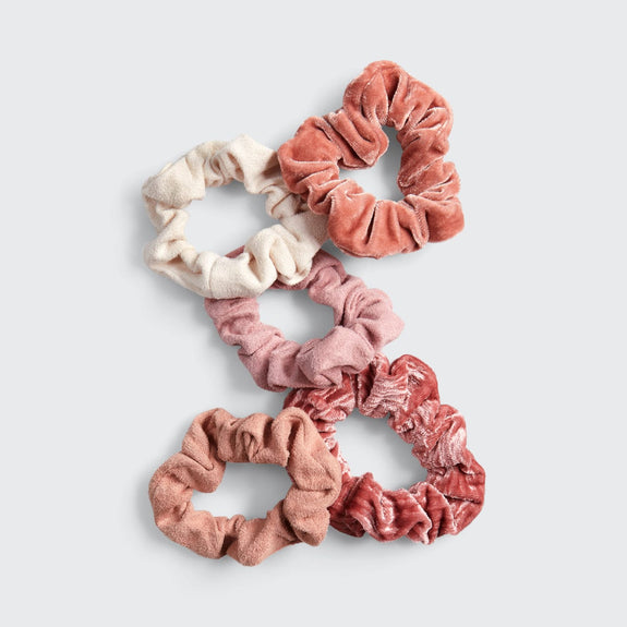 KITSCH Velvet Scrunchies - Blush/Mauve