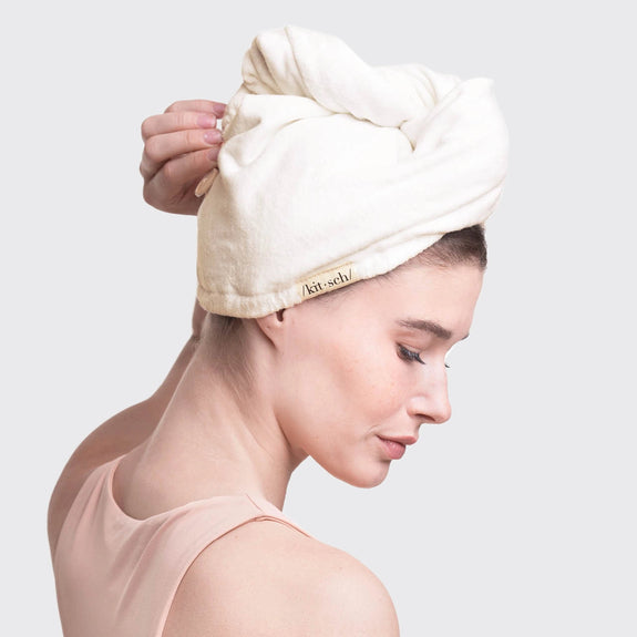KITSCH Quick Dry Hair ToweL-IVORY