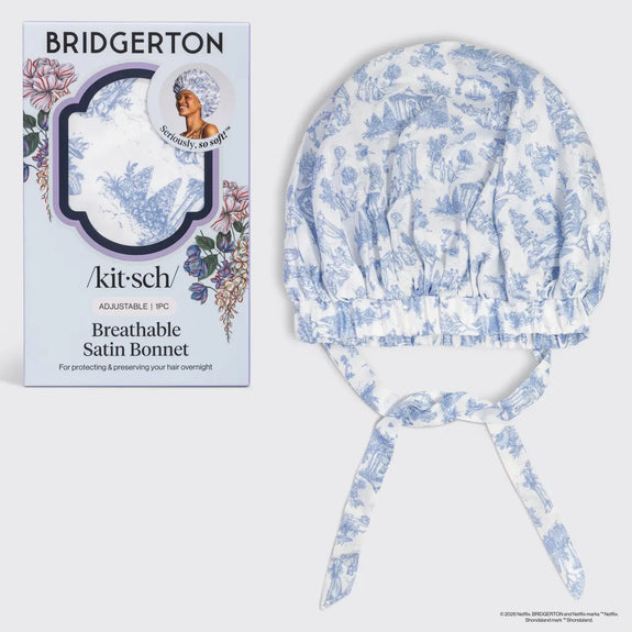 Kitsch Bridgerton X  Breathable Satin Bonnet in Garden Toile