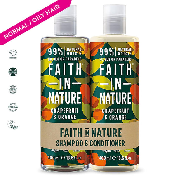 FAITH IN NATURE GRAPEFRUIT & ORANGE SHAMPOO400ML & CONDITIONER 400ML DUO